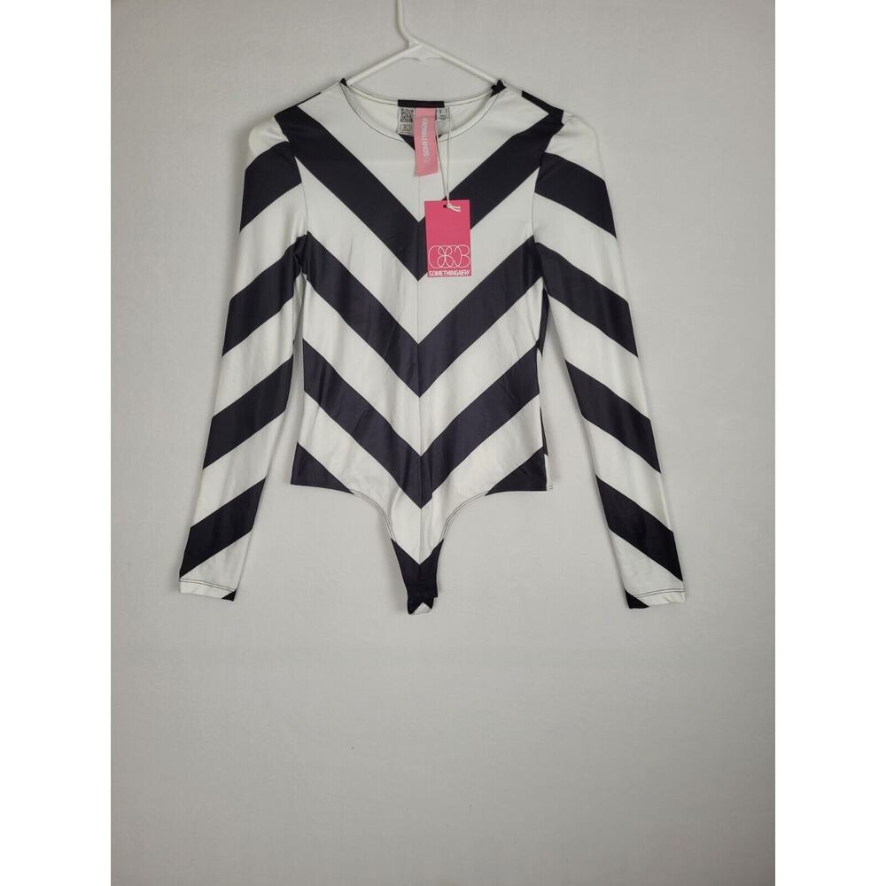 Something New X Flamefaire original chevron bodysuit in mono Womens Small